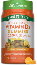 Nature's Truth Gominolas de Vitamina D3 | 2000 UI | 70 Gomitas | Sabor Piña | Vegetarianas, Sin Gluten y No GMO