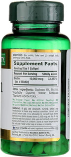 Nature's Bounty Biotina 10000 mcg Ultra Strength - 120 Cápsulas Blandas (Paquete de 4)