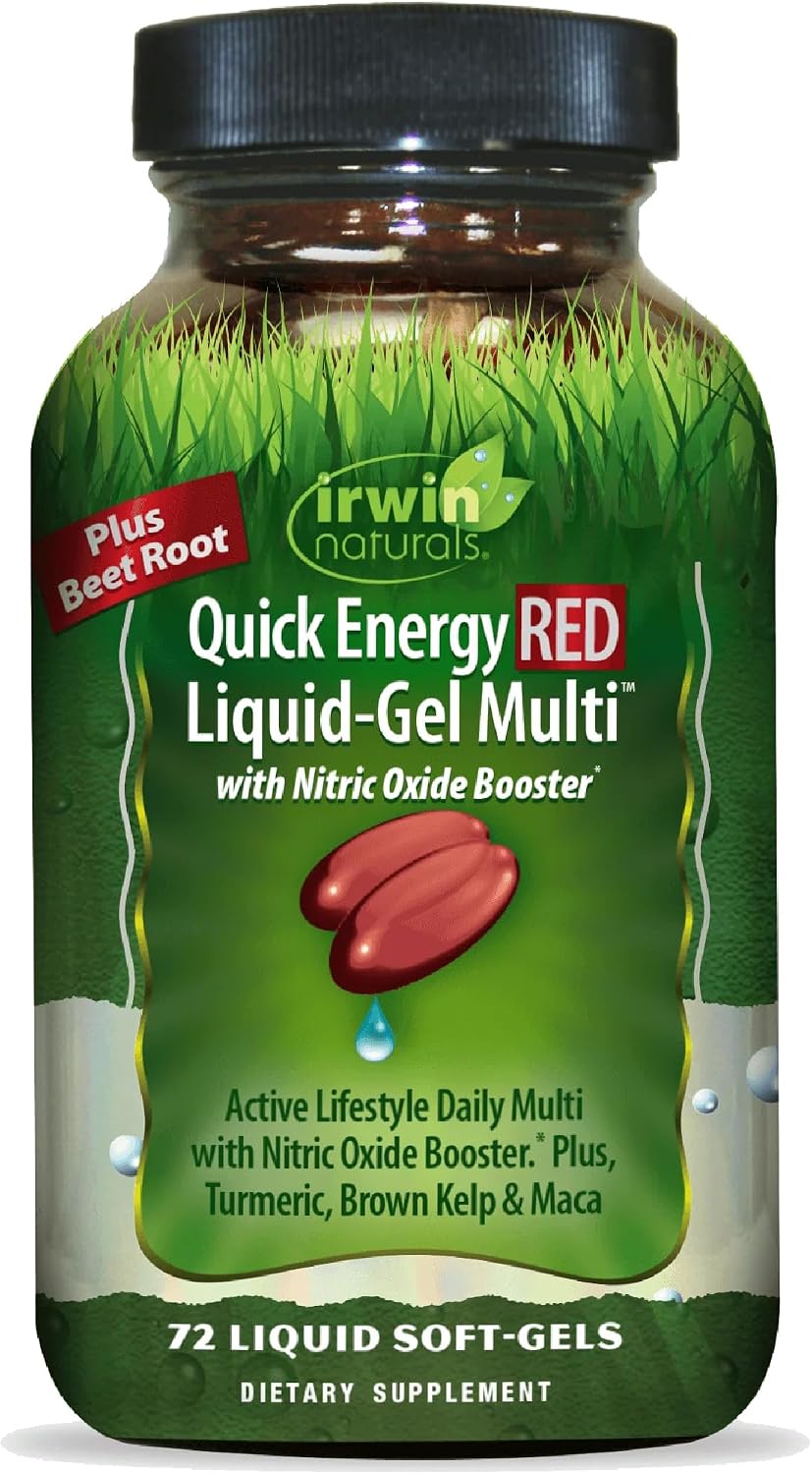 Irwin Naturals Quick Energy RED Liquid-Gel Multi – 72 Cápsulas Blandas – Óxido Nítrico + Energía