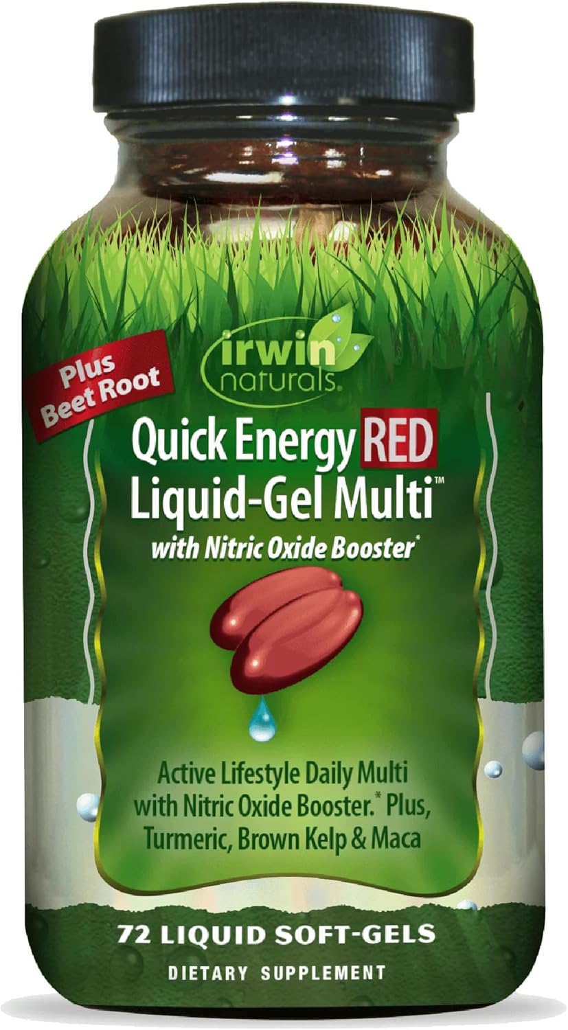 Irwin Naturals Quick Energy RED Liquid-Gel Multi – 72 Cápsulas Blandas – Óxido Nítrico + Energía