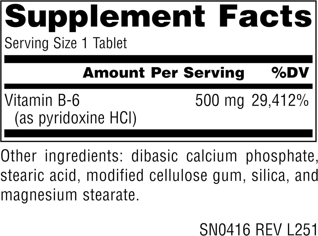 Source Naturals Vitamin B6 500 mg, 100 Tablets