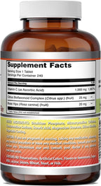 Amazing Formulas Vitamina C con Escaramujo y Bioflavonoides Cítricos | 240 Comprimidos | No Transgénico | Sin Gluten