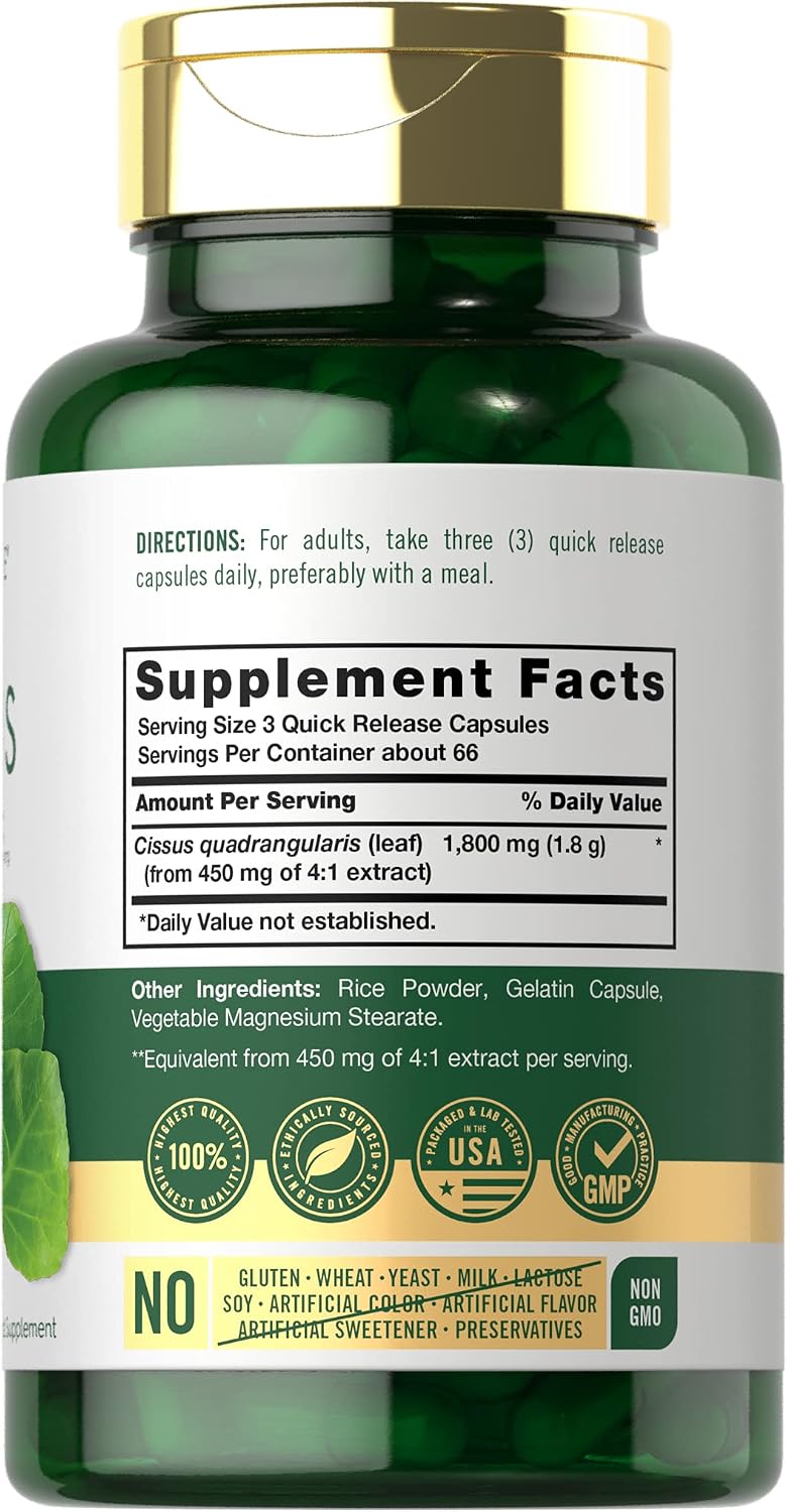 Carlyle Cissus Quadrangularis - 200 Cápsulas - Suplemento de Hierbas Tradicional