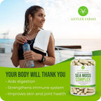 Antler Farms – Complejo de Musgo Marino Puro 130 Cápsulas – Musgo Irlandés Silvestre, Bladderwrack y Raíz de Bardana – Mezcla Potente para el Bienestar, Vegano, Sin Gluten, Soja ni Lácteos