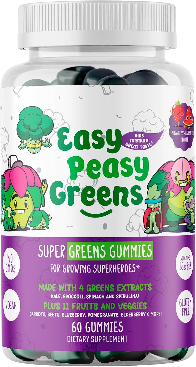 EasyPeasyGreens Daily Veggie Gummies para Niños - 60 Gominolas de Verduras Veganas