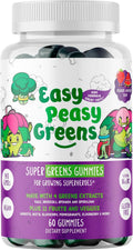 EasyPeasyGreens Daily Veggie Gummies para Niños - 60 Gominolas de Verduras Veganas