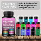 Darkingwings Multi Collagen Pills - Complejo de Colágeno con Biotina, Keratina y Ácido Hialurónico