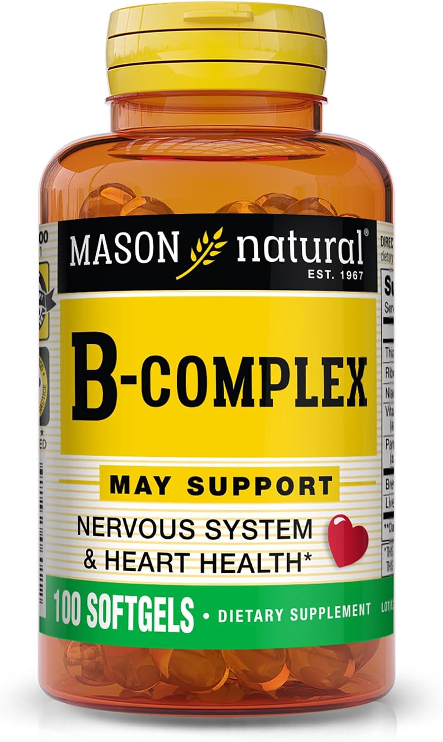 Mason Natural Complejo B, 300 Cápsulas Blandas (3 Envases de 100)