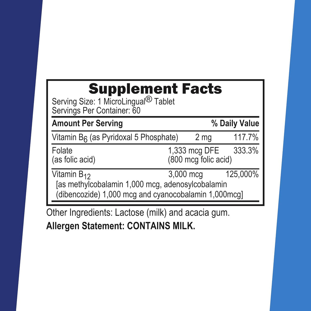 Superior Source NO Shot Triple B-12 3000 mcg B6 Ácido Fólico 800 mcg - 60 comprimidos de disolución instantánea