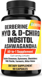 Cápsulas de Myo-Inositol y D-Chiro Inositol con Ashwagandha, Berberina, Canela, Gymnema, Sauzgatillo, Cardo Mariano, Cúrcuma y Melón Amargo - 90 Cápsulas