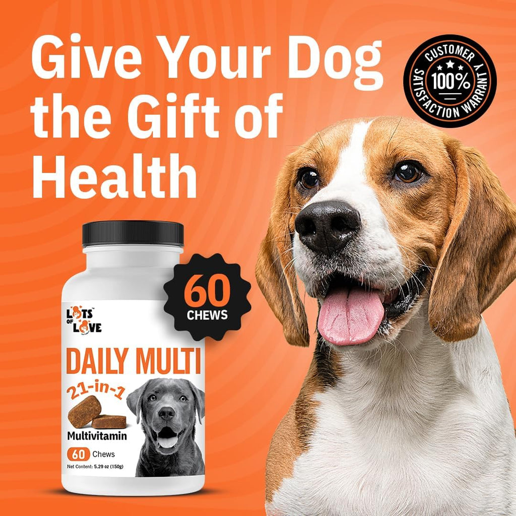LotsOfLove Daily Multi Dog Chews - Multivitamínico masticable para perros (60 unidades)