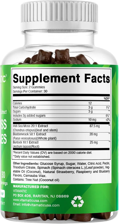 Vitamatic Gominolas de Musgo Marino Irlandés con Bladderwrack y Bardana - Suplemento de Extractos Botánicos - Vegano, No OGM – Image 8