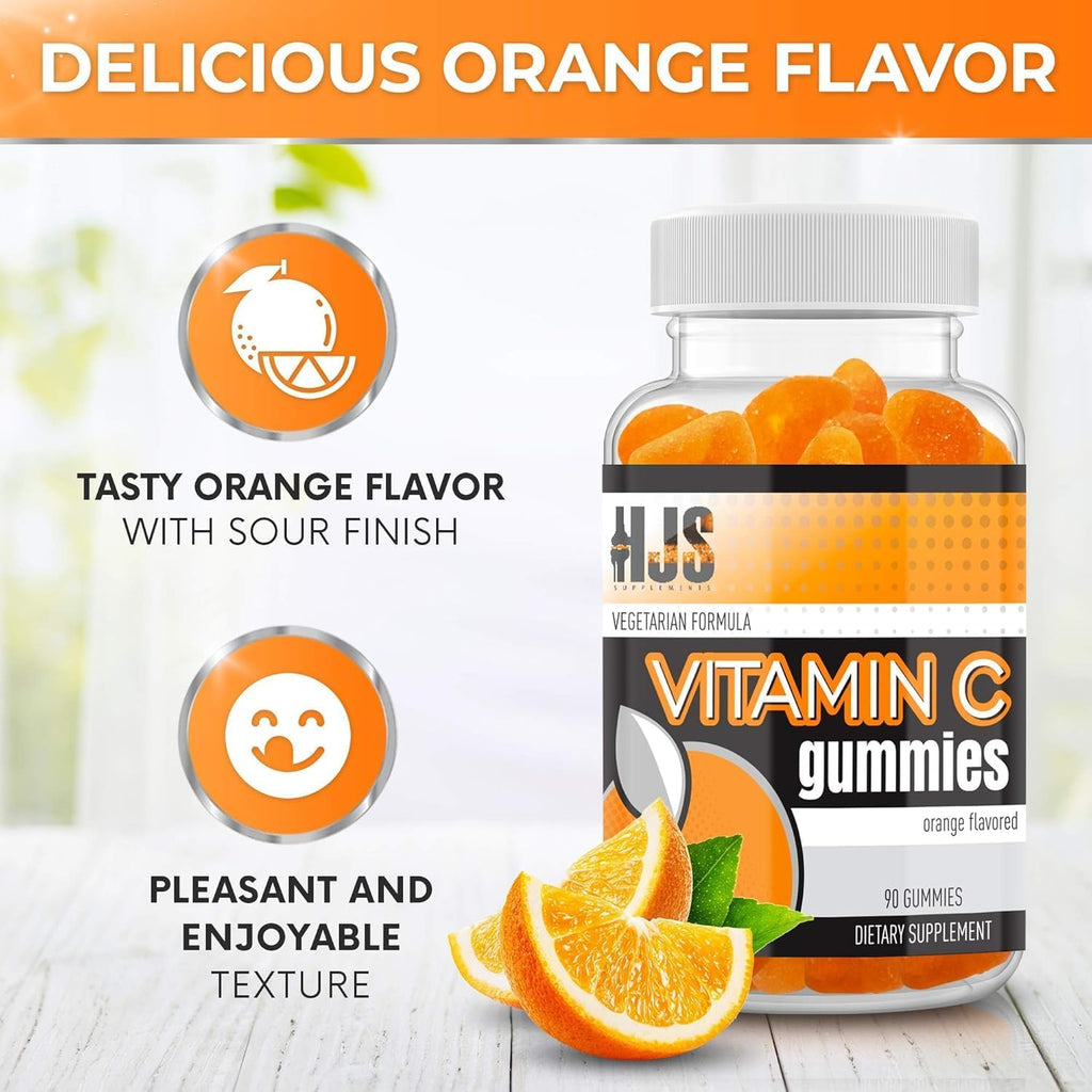 HJS Supplements Vitamin C Gummies, Sabor Naranja, 90 Gominolas