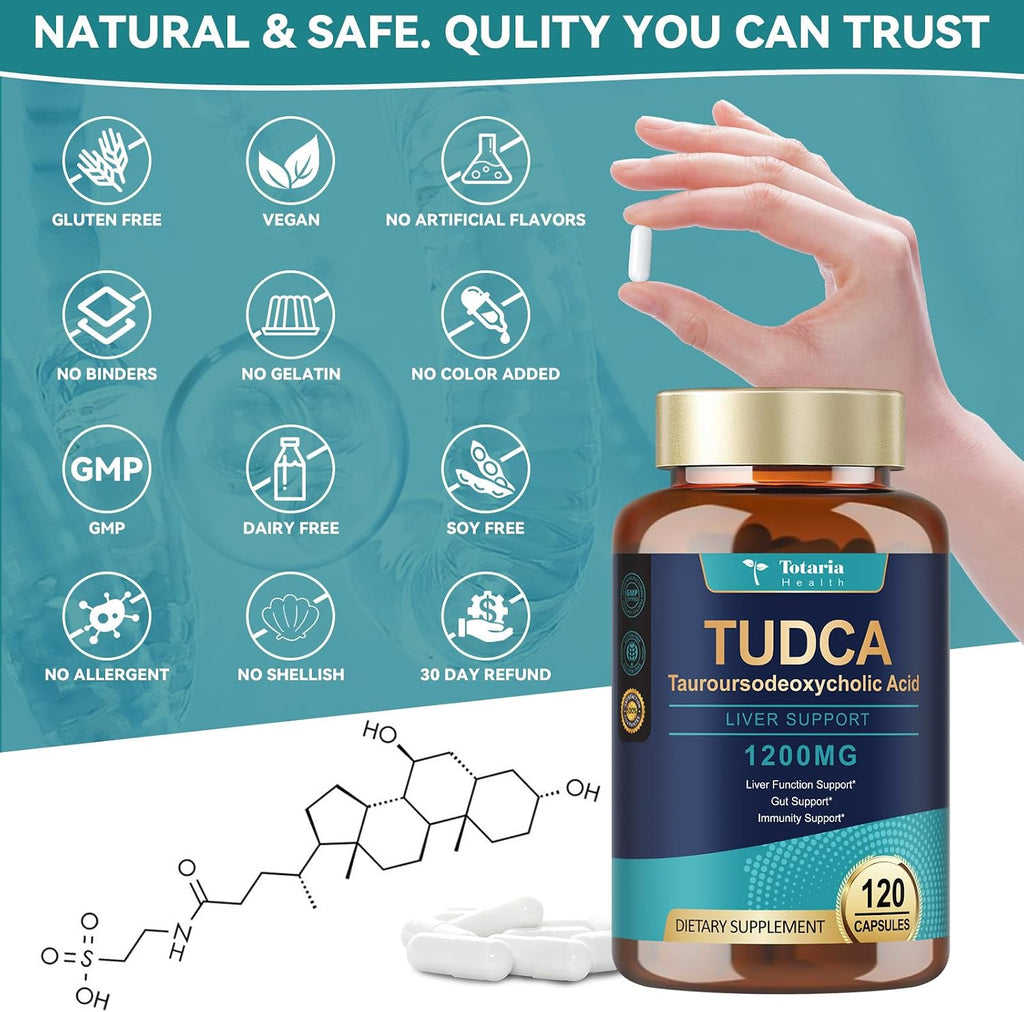 Totaria TUDCA 1200mg – Suplemento Hepático, 120 Cápsulas