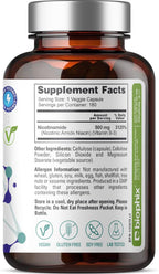 biophix B-3 Nicotinamida 500 mg 180 cápsulas - Fórmula de vitamina B3 sin enrojecimiento