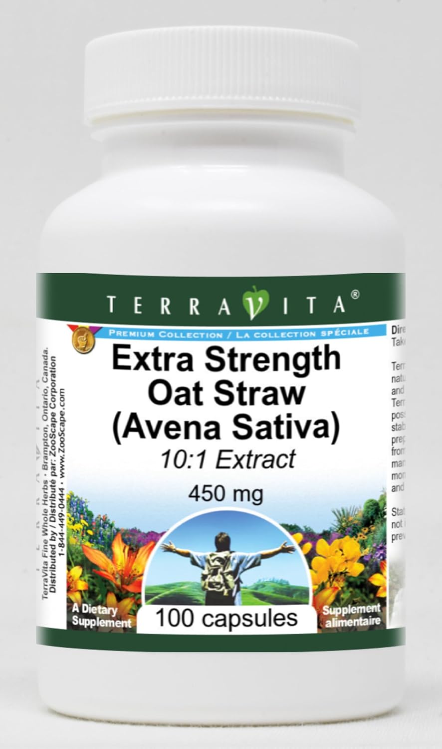 Extra Strength Extracto de Avena Sativa (Avena Sativa) 10:1 - 450 mg, 100 Cápsulas