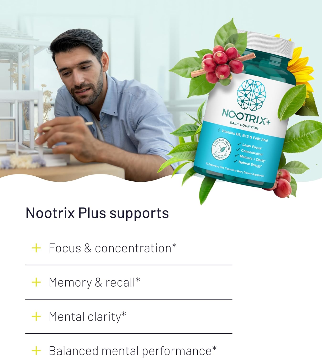 Nootrix Brain Plus - Suplemento Nootrópico con Vitaminas B (30 Cápsulas)