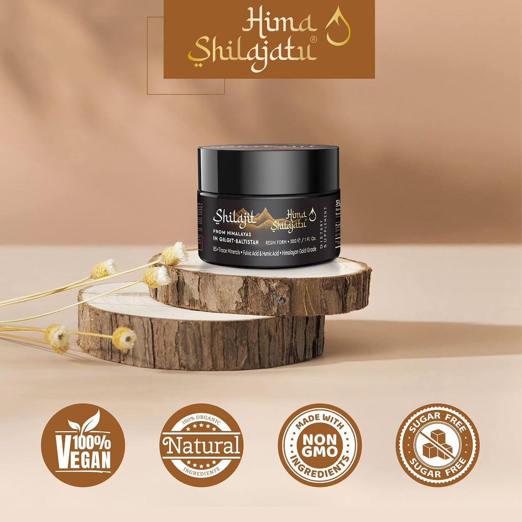 Resina de Shilajit Orgánica del Himalaya - Grado Oro 100% Pura con Ácido Fúlvico y 85+ Minerales Traza - Pack de 3 (6 Meses de Suministro)