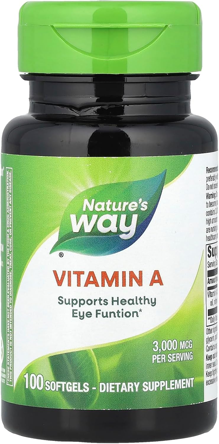 Nature's Way Vitamin A, High Potency, 3000 mcg per serving, 100 Softgels