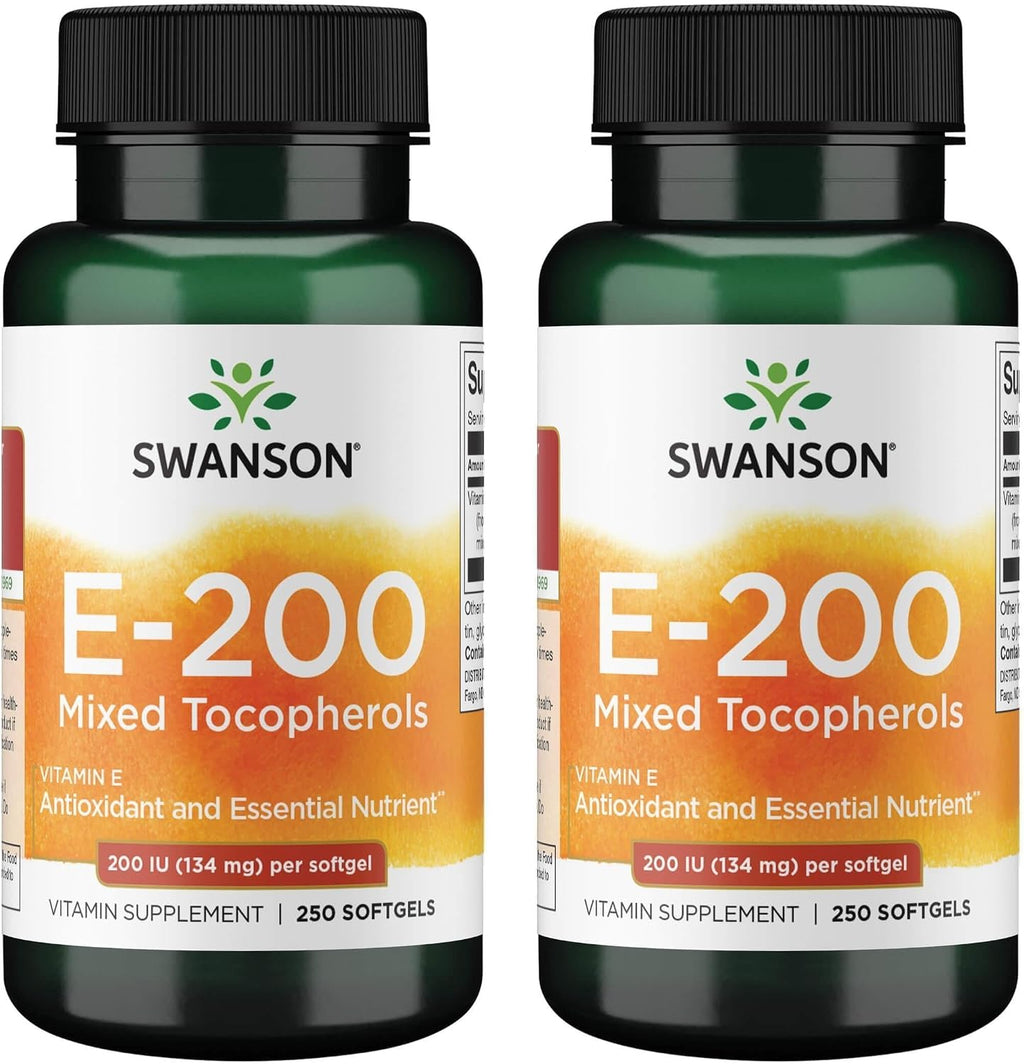 Swanson Vitamina E Mezcla de Tocoferoles 200 UI (134 mg), 250 Cápsulas Blandas