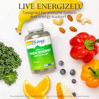 SOLARAY High Energy Multivitamin – Sin Hierro, 1 al Día, Liberación Prolongada, Base de Alimentos Integrales y Hierbas, 120 Cápsulas Veganas
