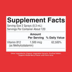 MaryRuth's Spray Orgánico de Vitamina B12 Metilcobalamina - 1500 mcg - 30 ml