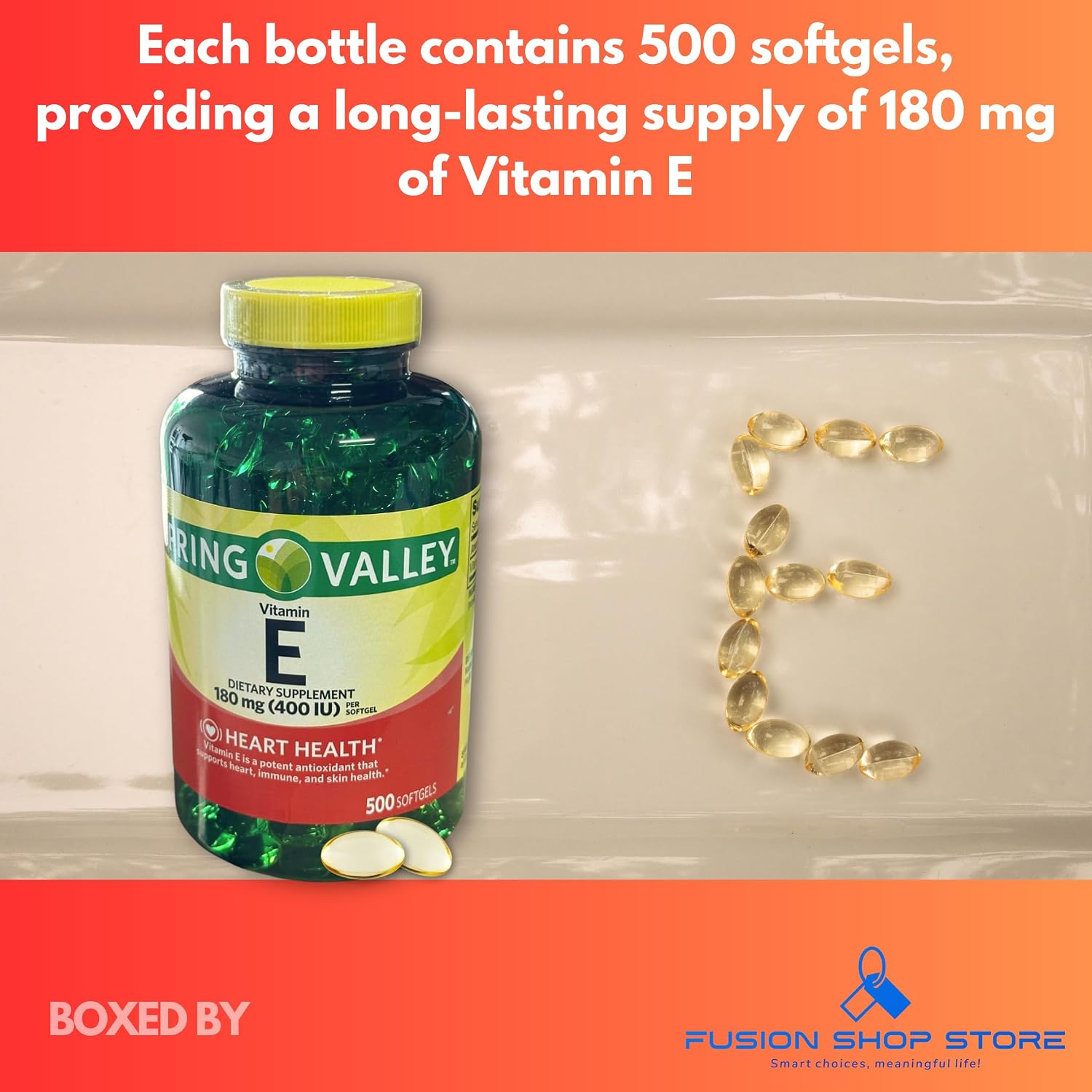 Vitamina E 400 UI (180 mg) Cápsulas Blandas, 500 Unidades