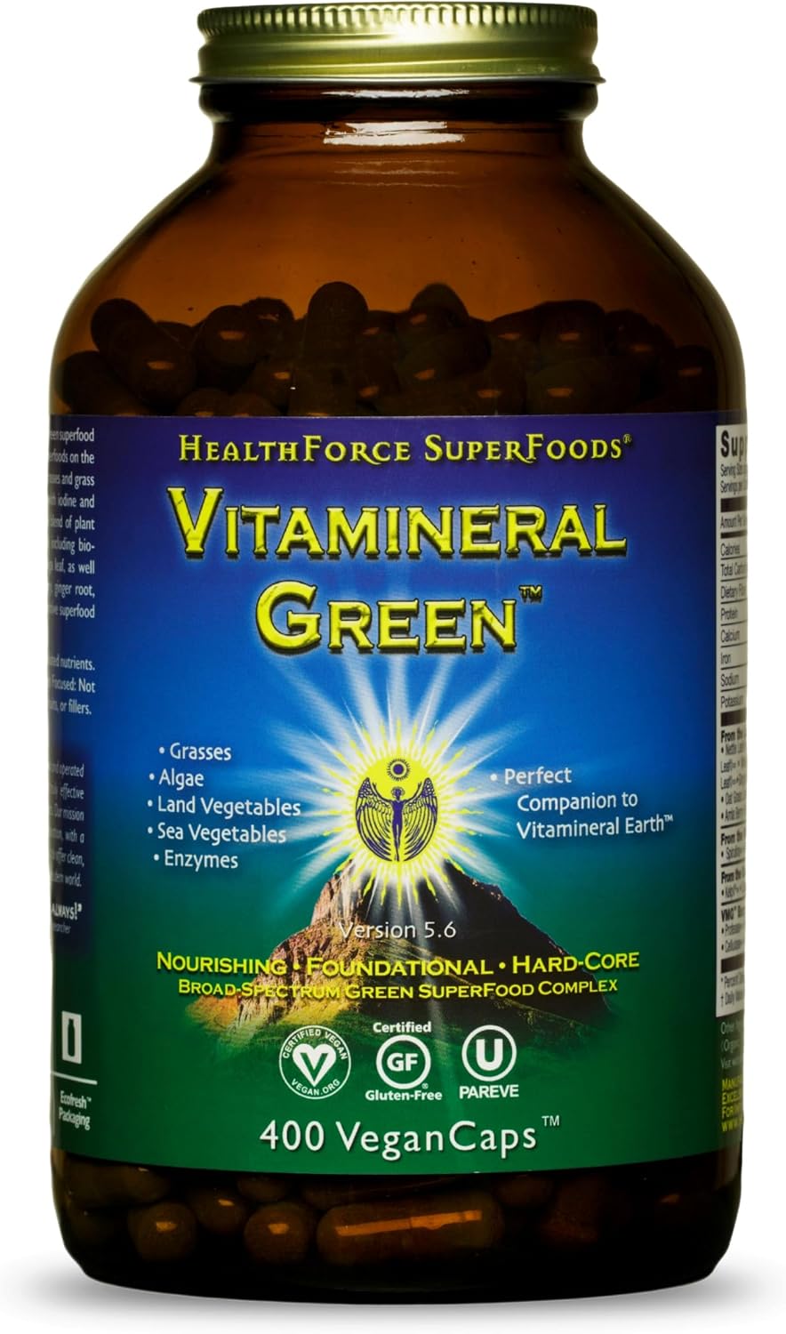 HEALTHFORCE SUPERFOODS Vitamineral Green - Suplemento de Superalimentos Verdes - 400 Cápsulas