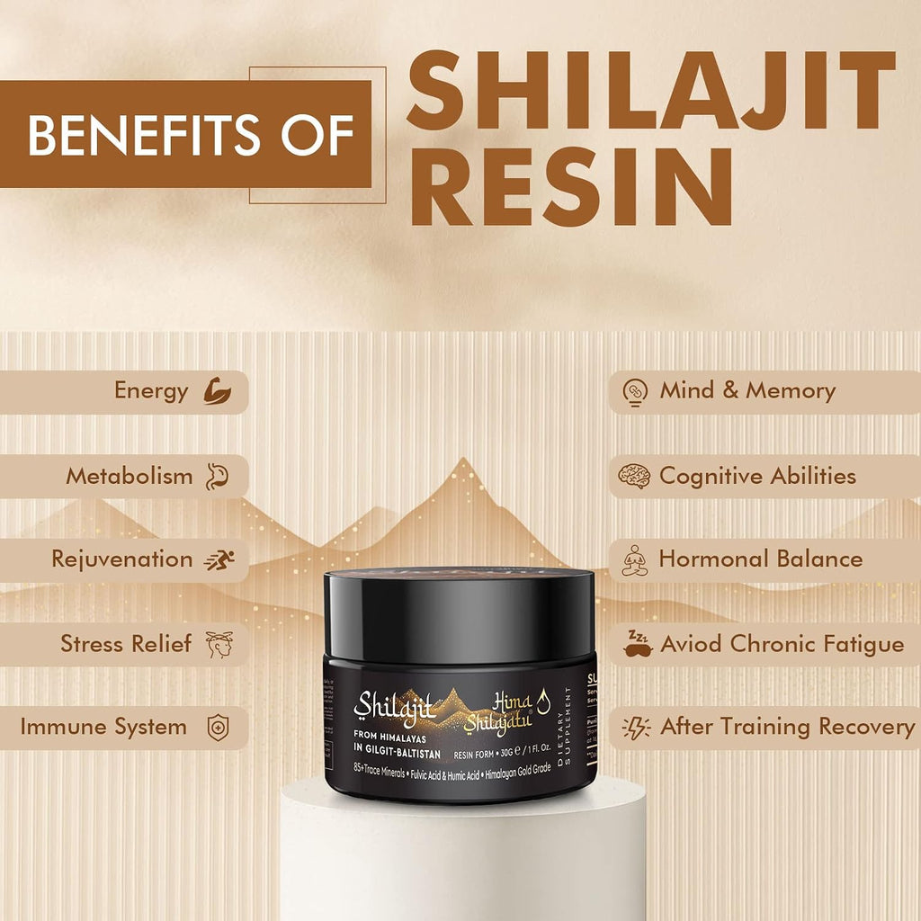 Resina de Shilajit Orgánica del Himalaya - Grado Oro 100% Pura con Ácido Fúlvico y 85+ Minerales Traza - Pack de 3 (6 Meses de Suministro)