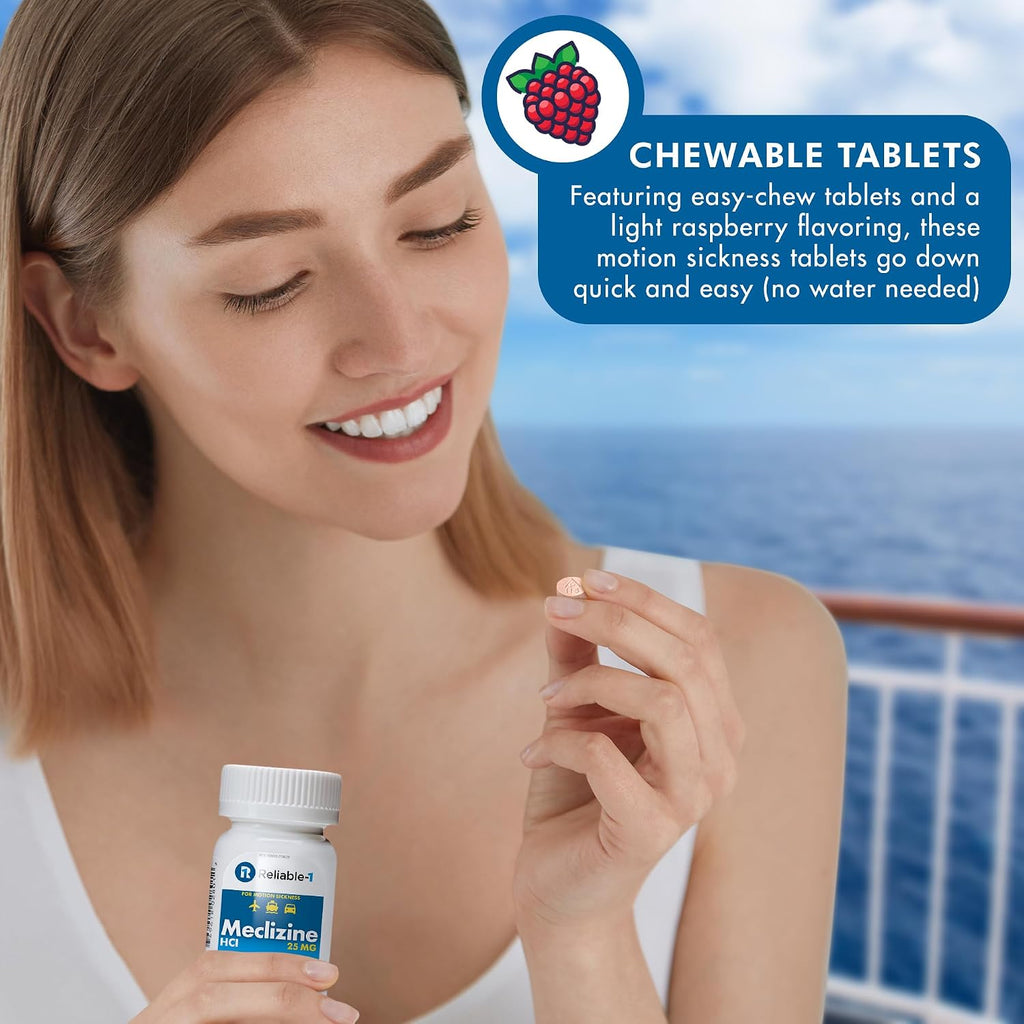 Reliable-1 Laboratories Meclizina HCL 25 mg, 100 Tabletas Masticables