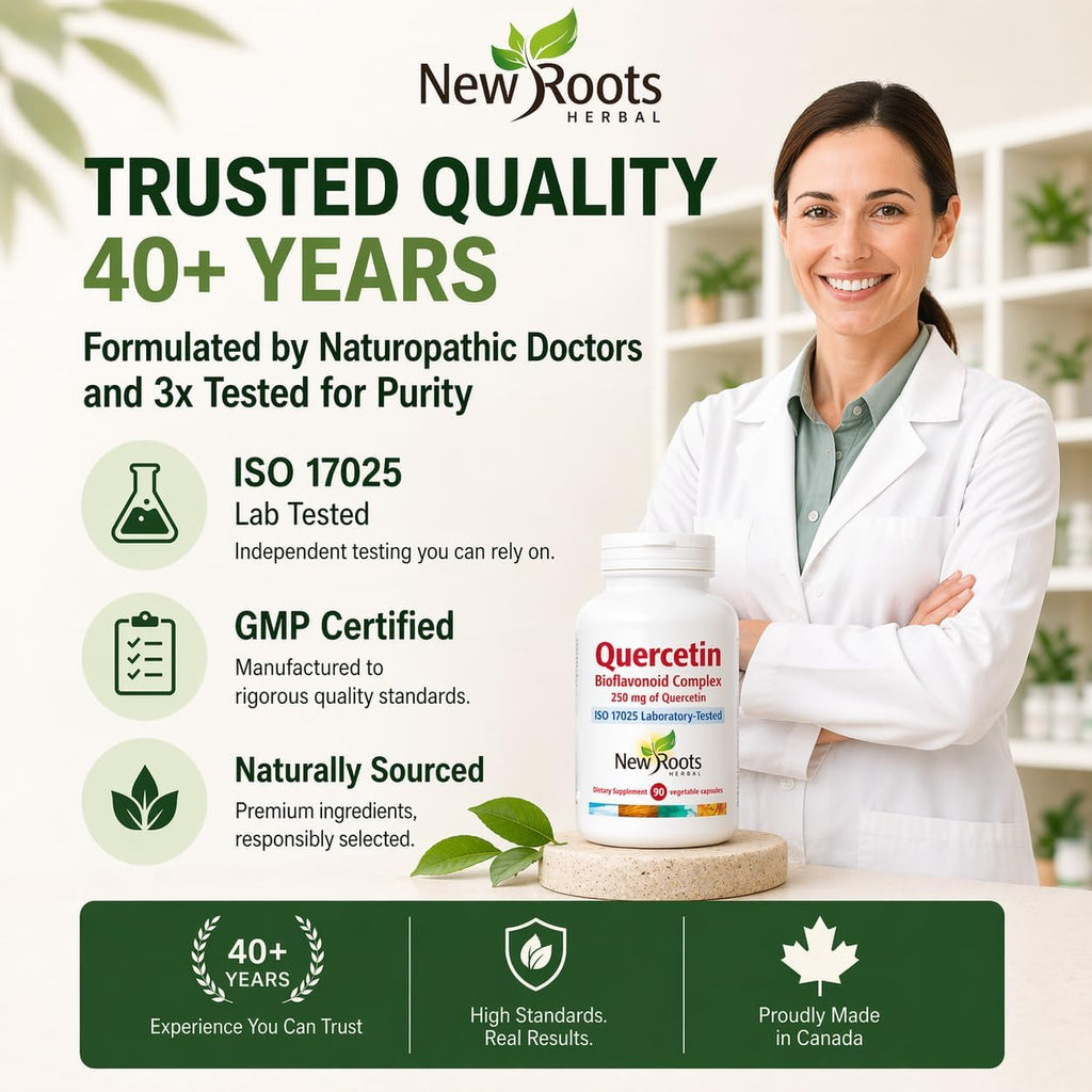 NEW ROOTS HERBAL Quercetin con Bromelina y Rutina - 90 Cápsulas Veganas