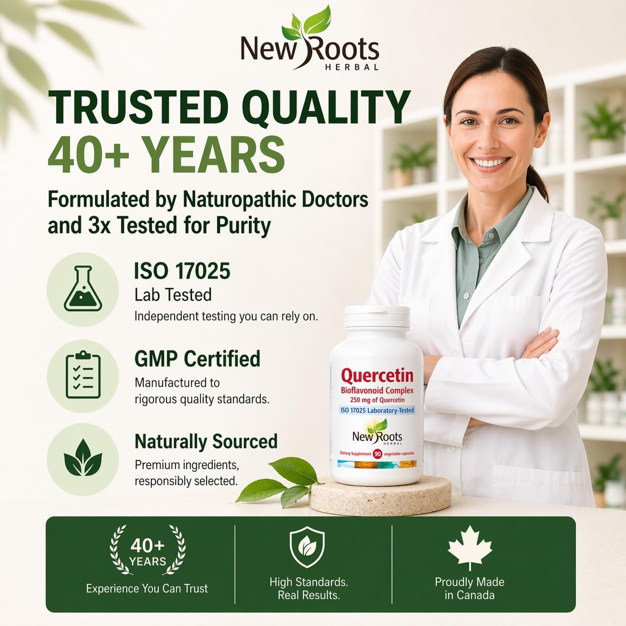 NEW ROOTS HERBAL Quercetin con Bromelina y Rutina - 90 Cápsulas Veganas
