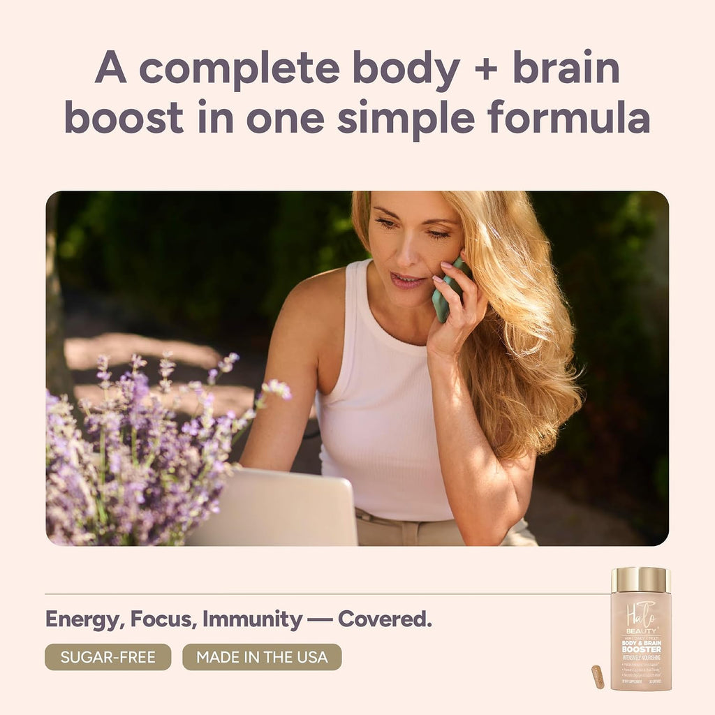 Halo Beauty Her Daily Multi | Multivitamínico para Mujeres | Energía, Claridad Mental y Bienestar con B6, D3 y Zinc | Cápsulas Veganas | 1 Mes