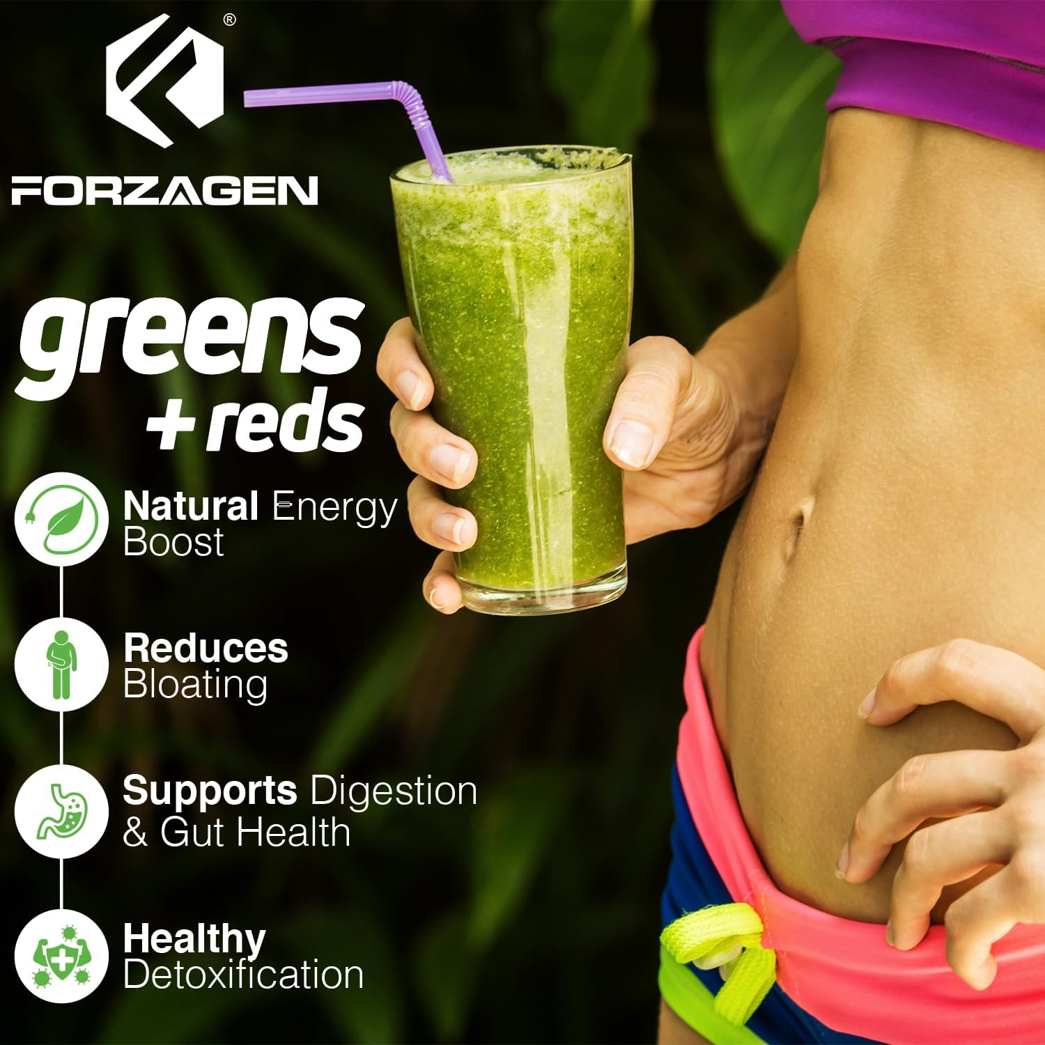 Forzagen Vegan Greens & Reds Superfood Powder - Polvo de Superalimentos Verdes y Rojos Orgánicos
