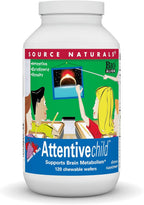 Source Naturals Attentive Child - Cognitive Support for Kids with DMAE, Magnesium, Zinc & Grape Seed Extract - 60 Chewable Wafers