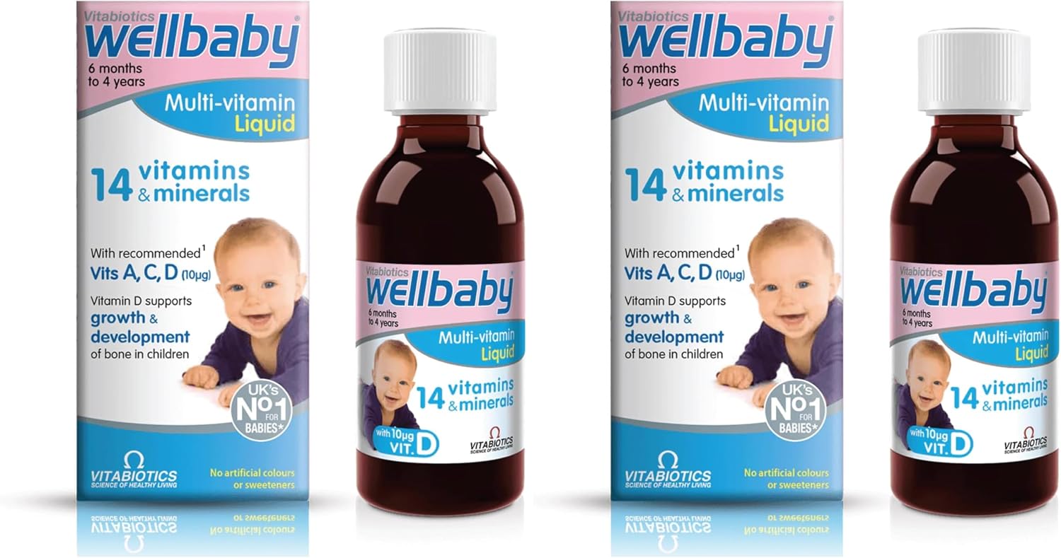 Vitabiotics Wellbaby Multi-Vitamin Liquid – Multivitamínico para bebés de 6 meses a 4 años, 150 ml