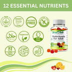 Greenfield Nutritions Gominolas Multivitamínicas Halal para Adultos - Sin Gelatina con Vitamina D3, B6, B12, Zinc y C - 90 Gominolas