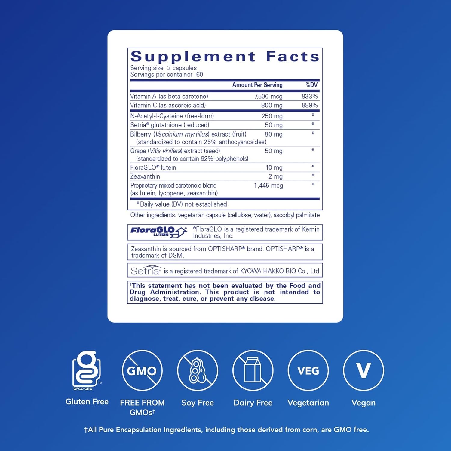 Pure Encapsulations Macular Support Formula - 120 Cápsulas