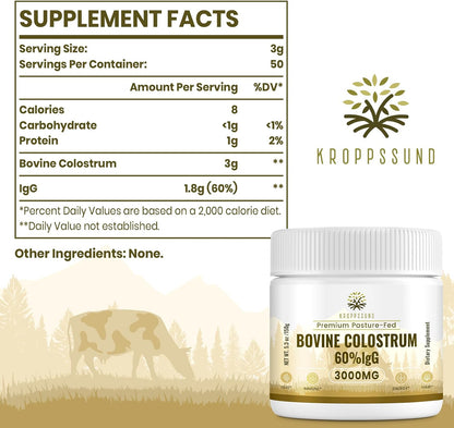 Kroppssund Calostro Bovino en Polvo 3000 mg – Factores de crecimiento: Incluye IGF-1, IGF-2 y otros factores que – Image 6