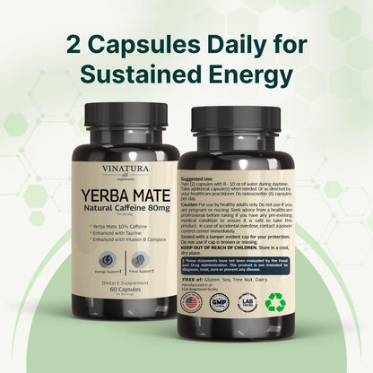 Yerba Mate 1400mg con Taurina y Complejo B - 60 Cápsulas – Image 8