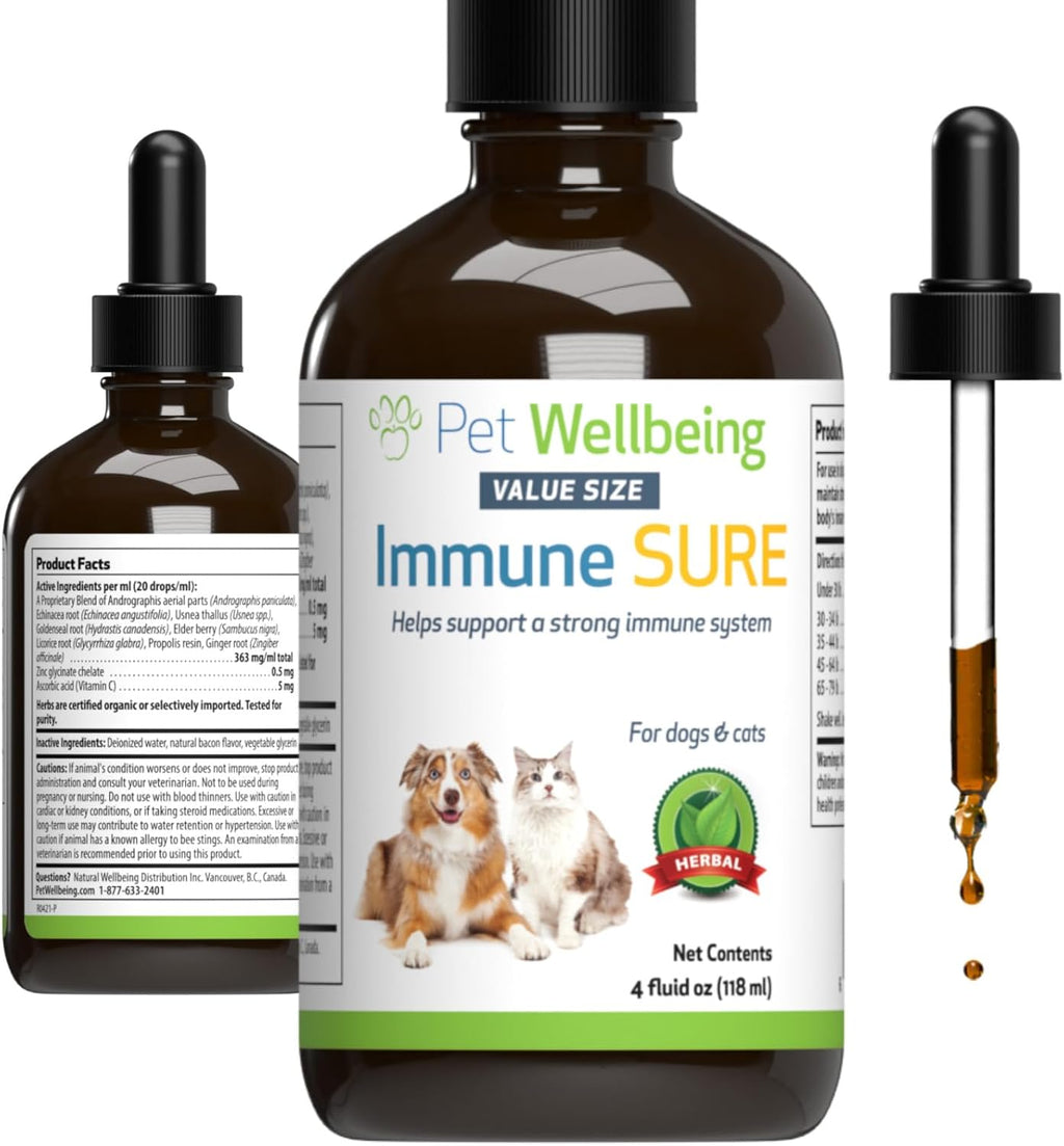 Pet Wellbeing Immune Sure para Perros - Suplemento Herbal para el Sistema Inmunológico 59 ml