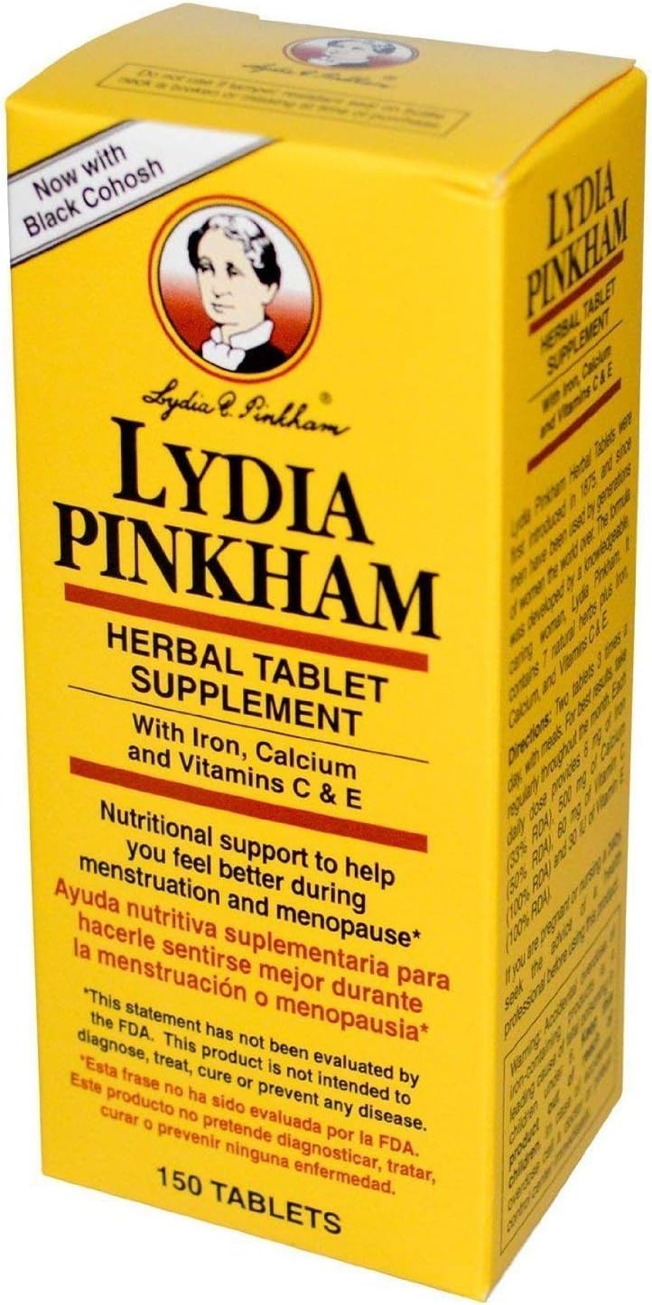 Suplemento en tabletas de hierbas Lydia Pinkham, 150 tabletas (paquete de 3)