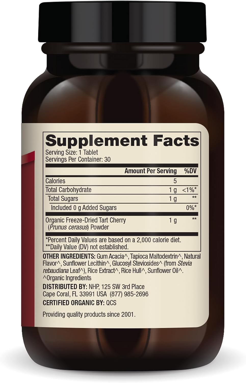 Dr. Mercola Cereza Ácida Orgánica Masticable - 30 Comprimidos