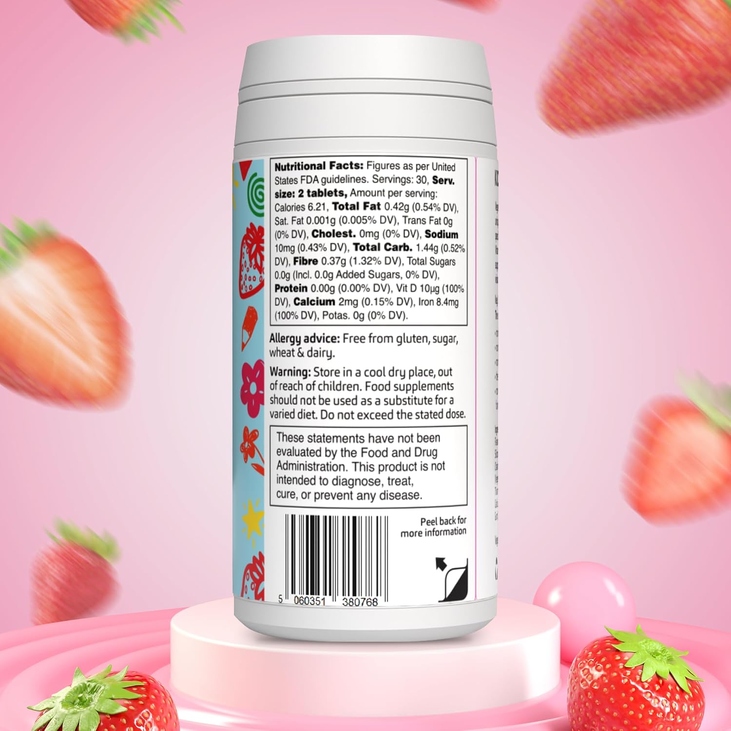 VEGETOLOGY Kids MultiVitamin - Multivitamínico infantil vegano masticable, 60 comprimidos sabor fresa