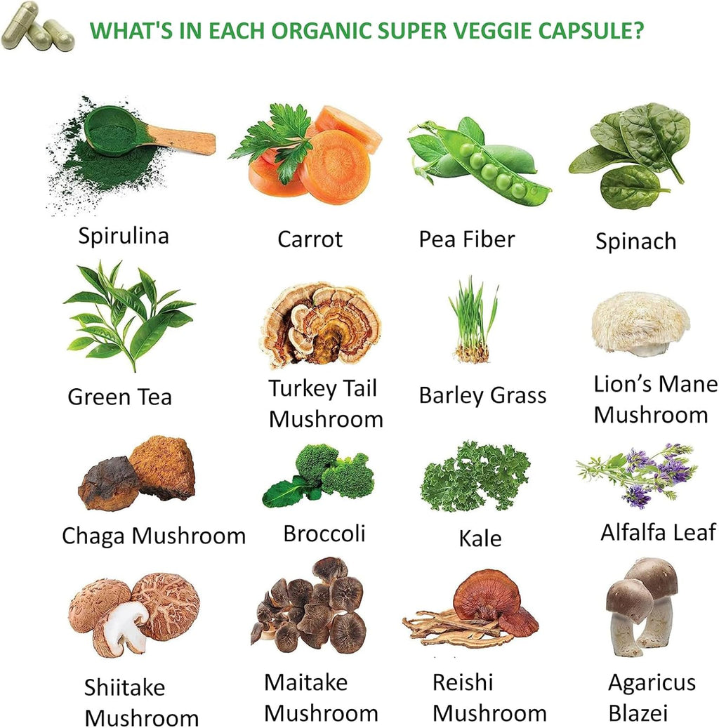 Lite Supply Frutas y Verduras 240 Cápsulas - 120 Fruta y 120 Verdura - Superalimento Natural