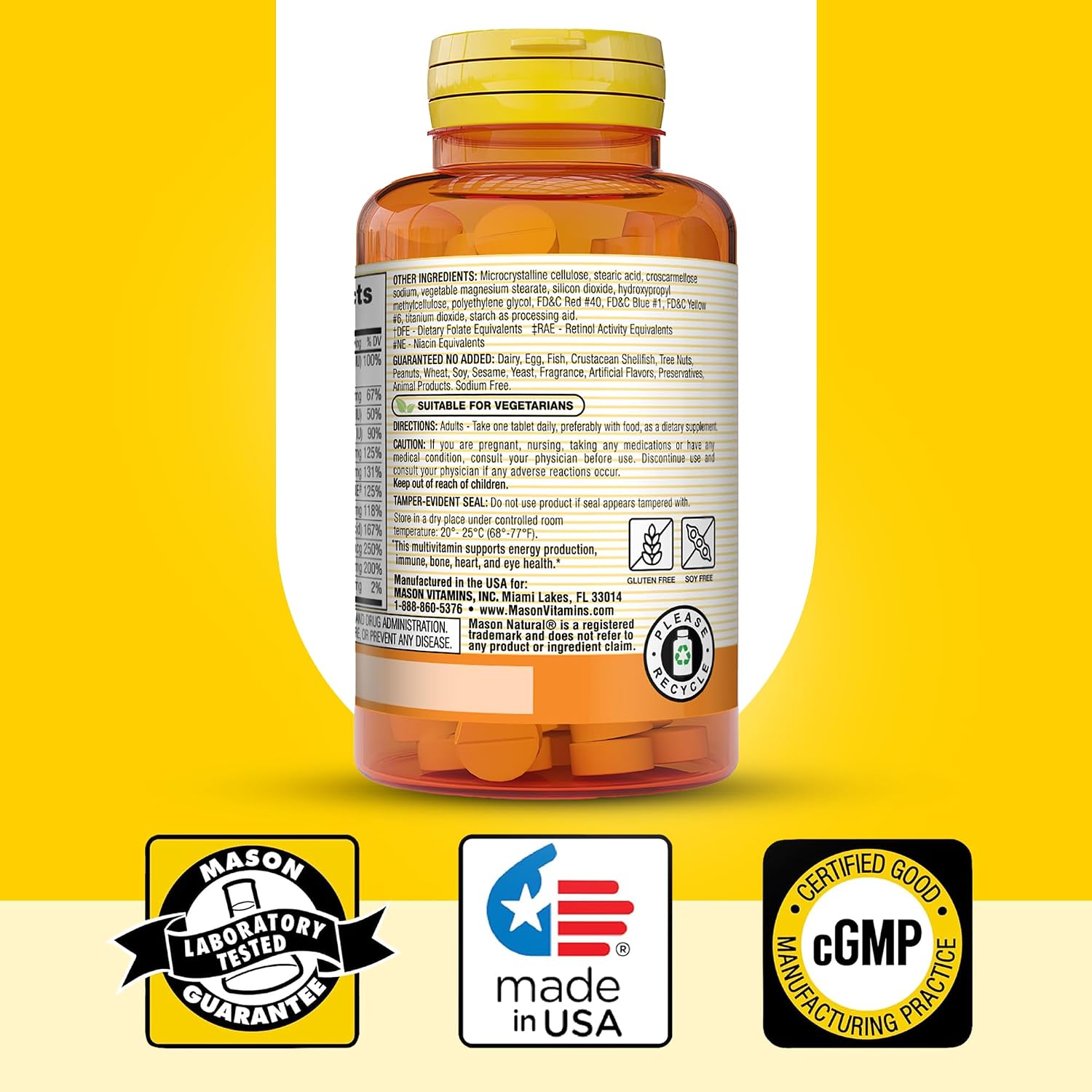 MASON NATURAL Mini Multi Vitaminas - Complejo Multivitamínico Diario (100 comprimidos)