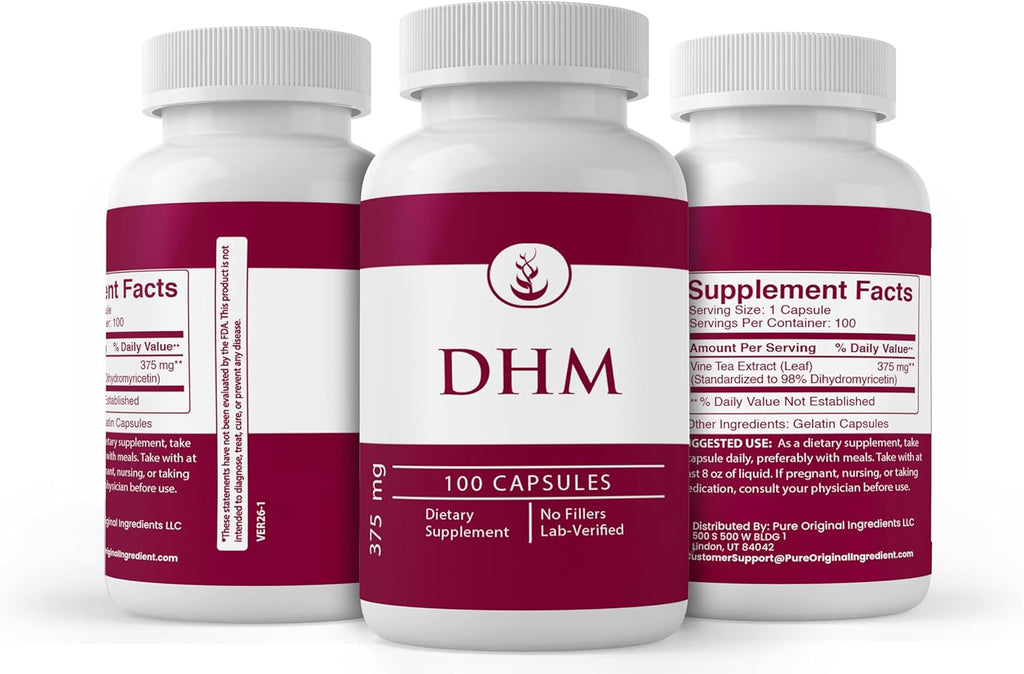 Pure Original Ingredients DHM (Dihydromyricetin) - 100 Cápsulas, Puro sin Aditivos