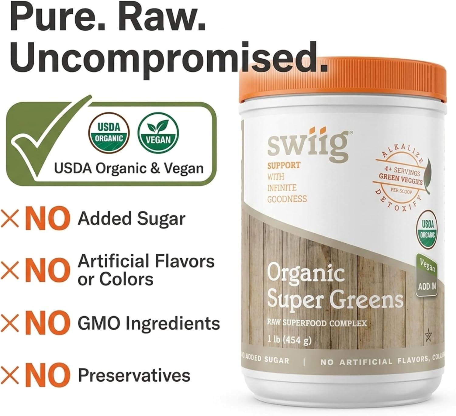 swiig Organic Super Greens Powder - 454 g (90 porciones)