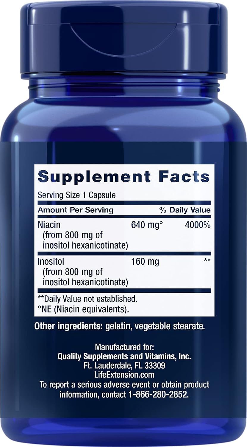 Life Extension No Flush Niacin, 100 Cápsulas (Pack de 2)