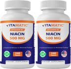 Vitamatic Niacina (Vitamina B3) 500mg, 240 Comprimidos - No OGM y Sin Gluten